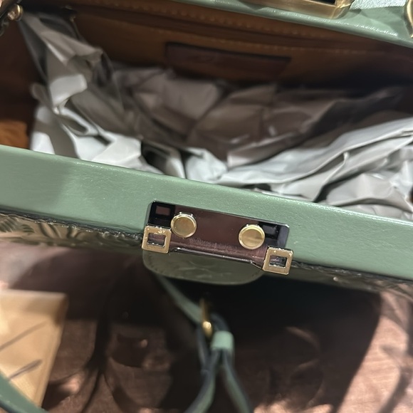 Patricia Nash Handbag Satchel SAGE Gracchi Frame Tooled Leather Long Strap - Picture 3 of 12